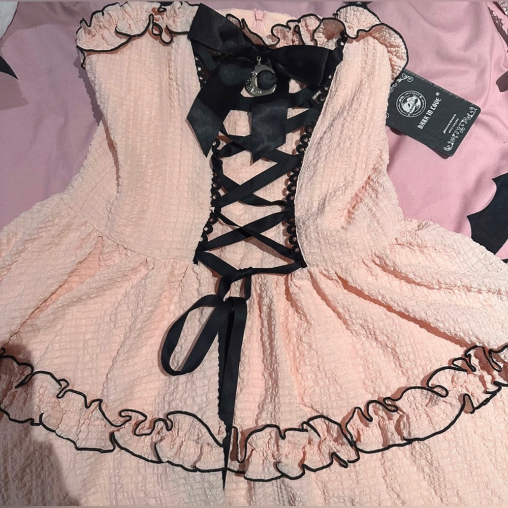 Dark in love mini dress pink black L